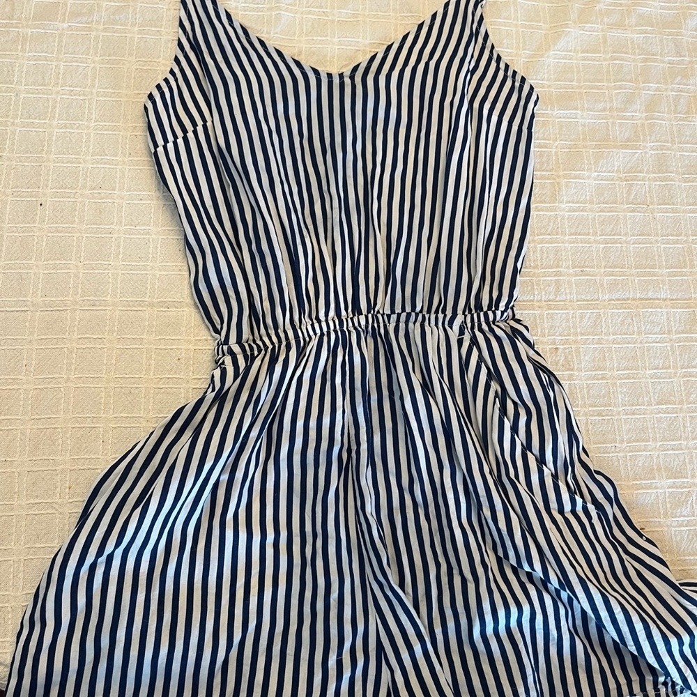 Divided Navy and White Striped Women’s Romper